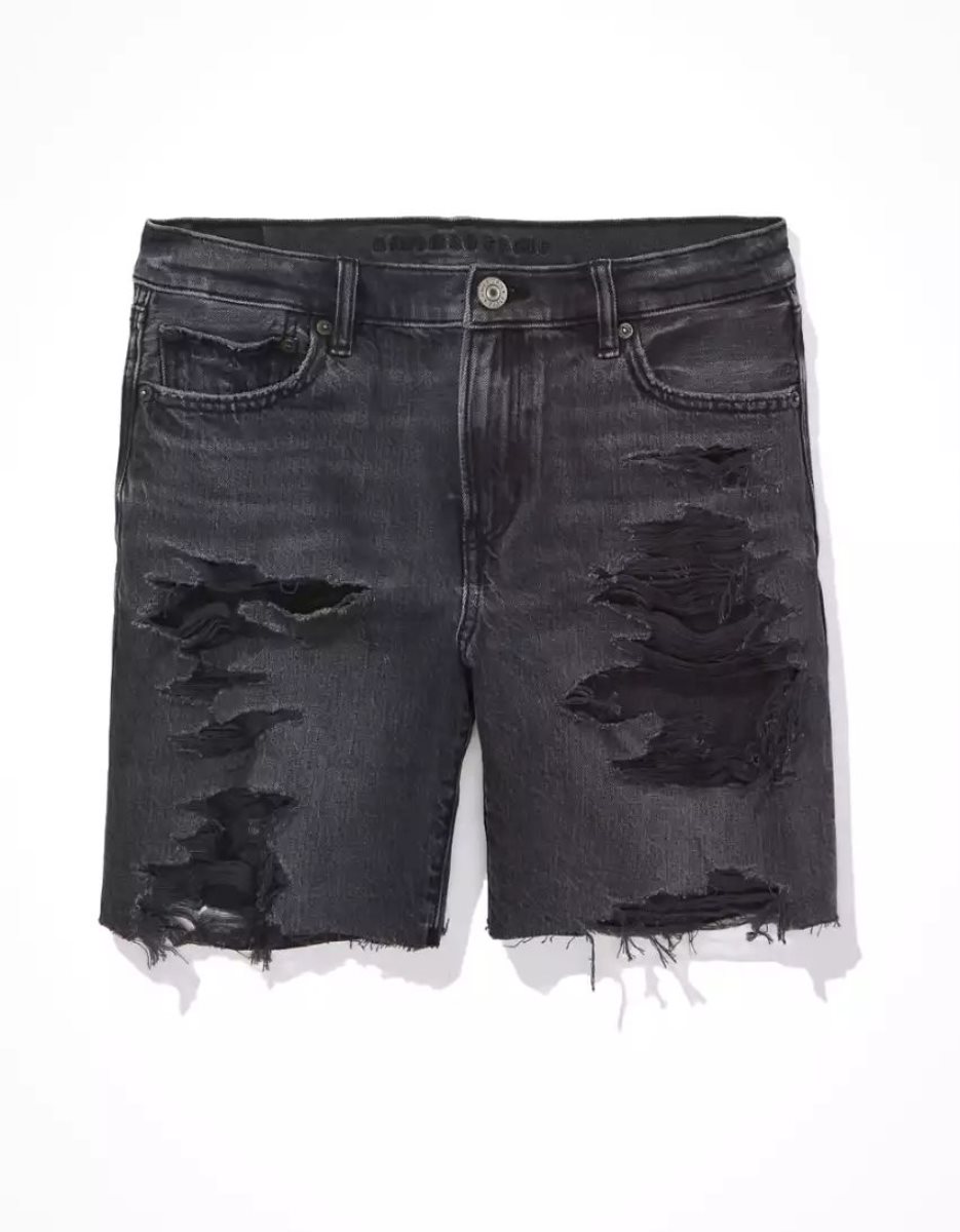 Shorts American Eagle AE Denim Low-Rise Baggy Noir Femme | ANI-40540719